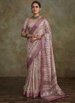 Pure Handloom Baby Pink Traditional Wear Digital Print Saree